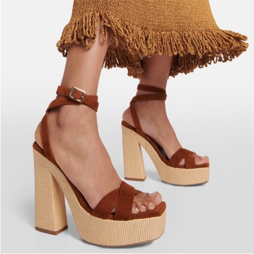 EUC JIMMY CHOO Gaia 140 suede platform sandals $995 38 - Picture 5 of 15